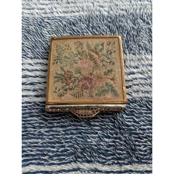 Kotler and Kopit Handbags - Early 1900's  ladies mirror, with petit point and rhinestones.